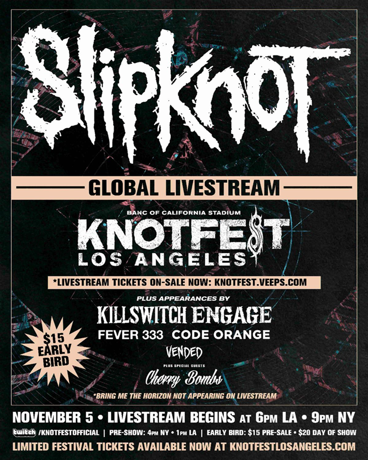 SLIPKNOT ANNOUNCE FIRST-EVER LIVESTREAM FROM KNOTFEST LA 2021