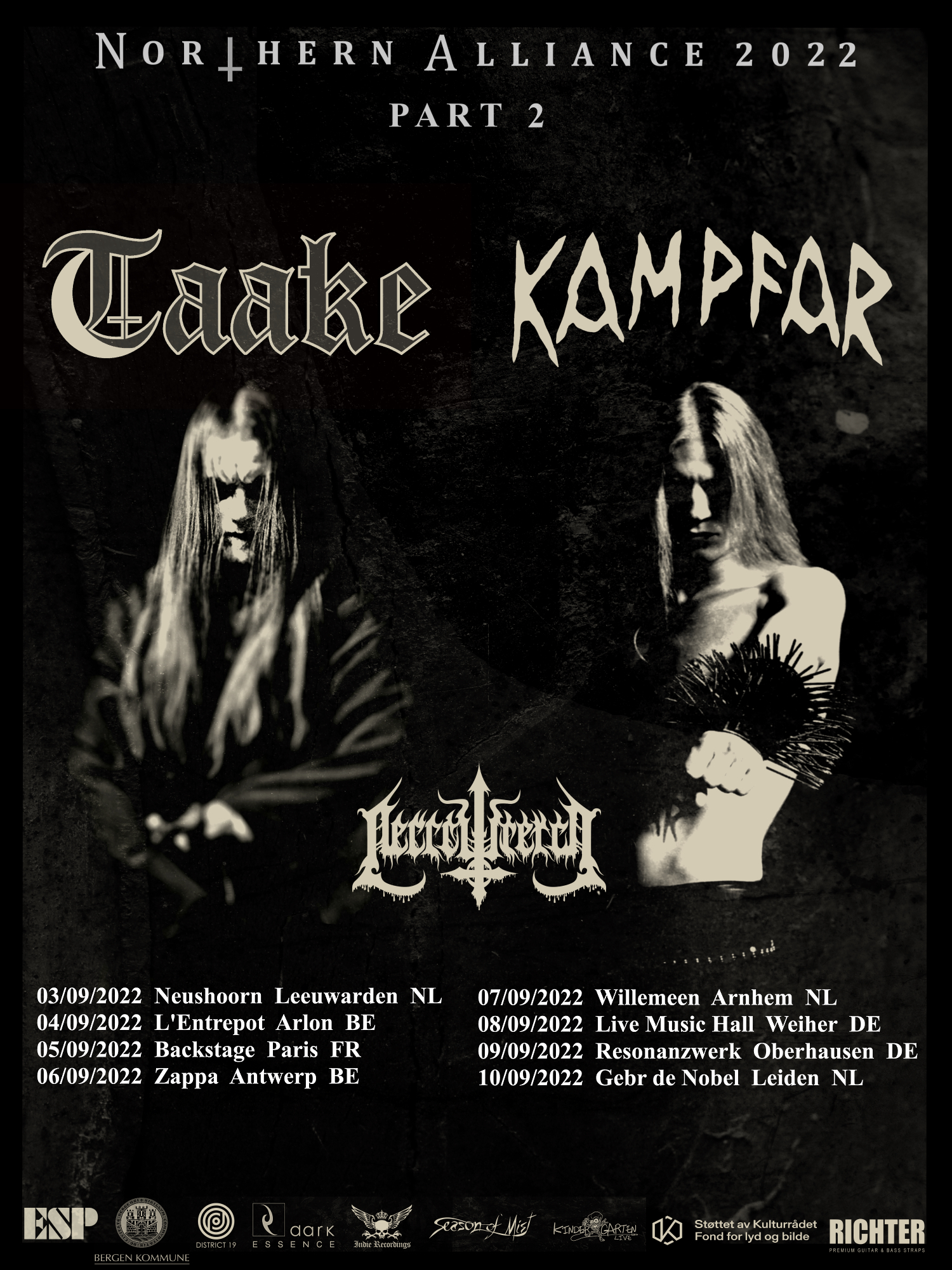 New dates for the postponed TAAKE & KAMPFAR tour
