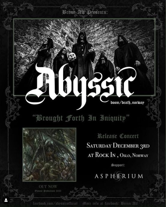 ABYSSIC – supp. ASPHERIUM – live på RockIn 3. desember